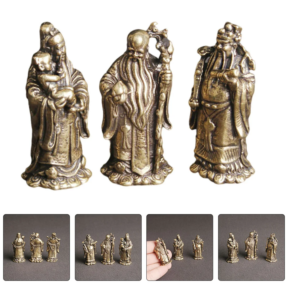 

3Pcs Brass Immortal Ornament Home Desktop Decoration Brass LUK Adorn