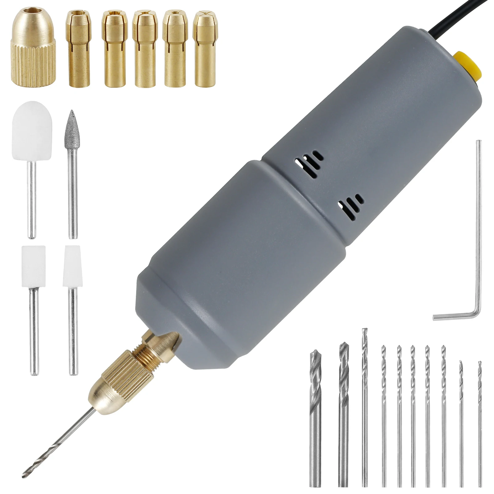 Mini Electric Drill Set 5V Small Jewelry Drill Kit Precise USB Resin Drill with 10 Drill Bits and 4 Abrasive Heads Premium DIY
Mini Electric Drill Set 5V Small Jewelry Drill Kit Precise USB Resin Drill with 10 Drill Bits and 4 Abrasive Heads Premium DIY