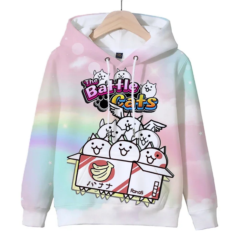 

The Battle Cats Hoodie Boys Girls Sweatshirts Tops Autumn Children Long Sleeve Pullover Fashion Cartoon Streetwear Kids Clothes