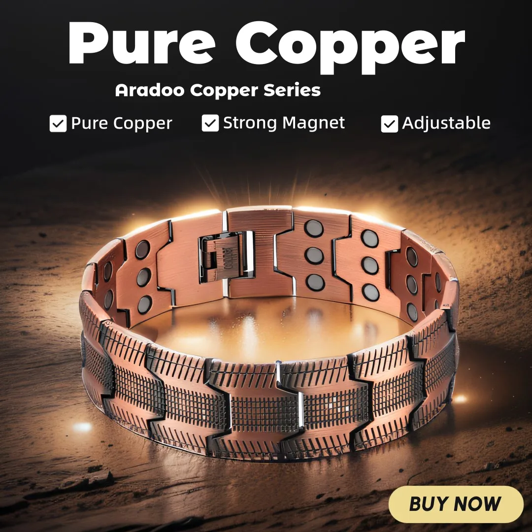 

Vintage Men's Pure Copper Bracelet 3500 Gauss Magnetic Therapy Link Bracelets