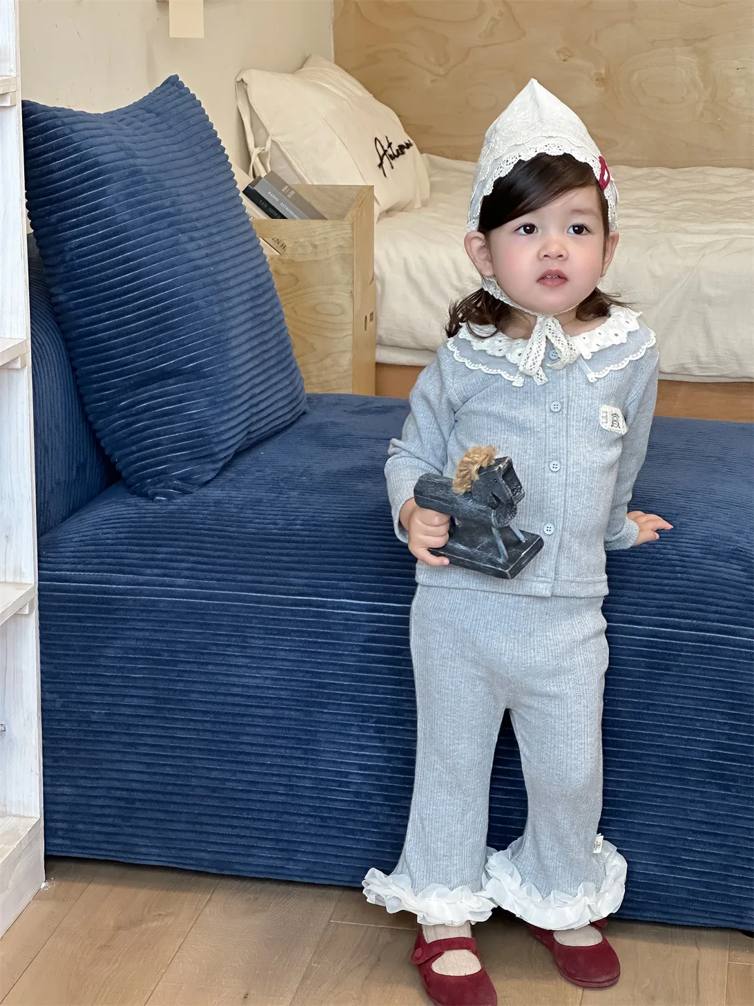2025 Autumn New Baby Long Sleeve Clothes Set Infant Girl Cute Lapel Cardigan + Lace Flare Pants 2pcs Suit Toddler Casual Outfits 9 S97324745132b4f0b8730a6c752254574Q