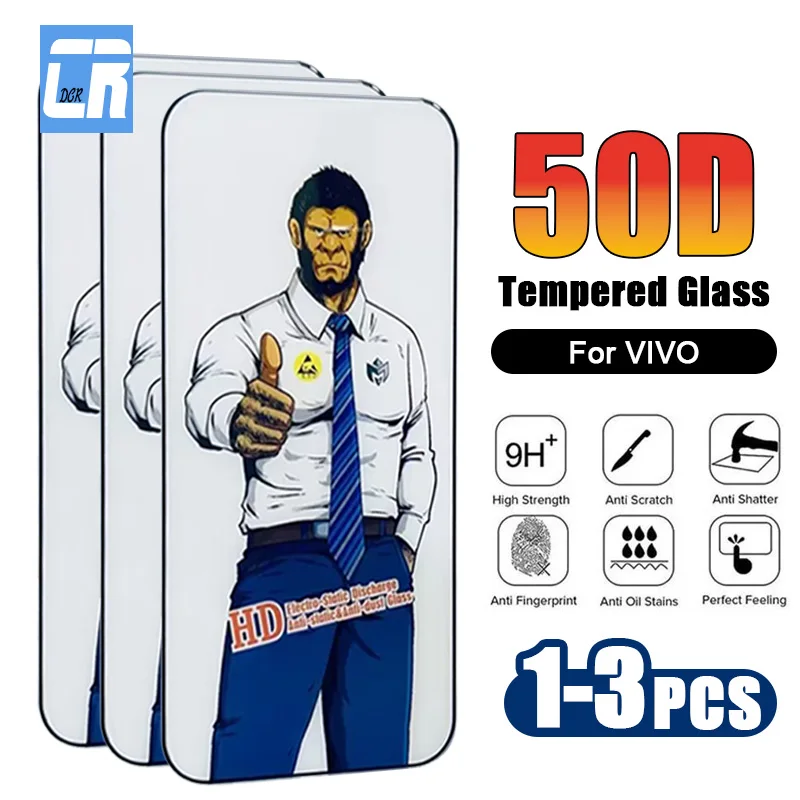 

1-3Pcs 50D Full Cover HD Tempered Glass For Vivo Y35 5G Screen Protector For Vivo Y35 Plus 6.64" Explosion-proof Protective Film