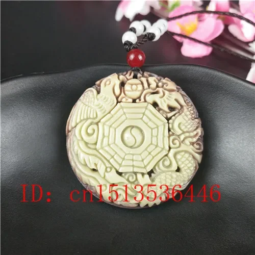 

Natural jade Taiji Bagua Pendant Beads Necklace Charm Jewellery Fashion Accessories Hand-Carved Man Lucky Amulet Gifts