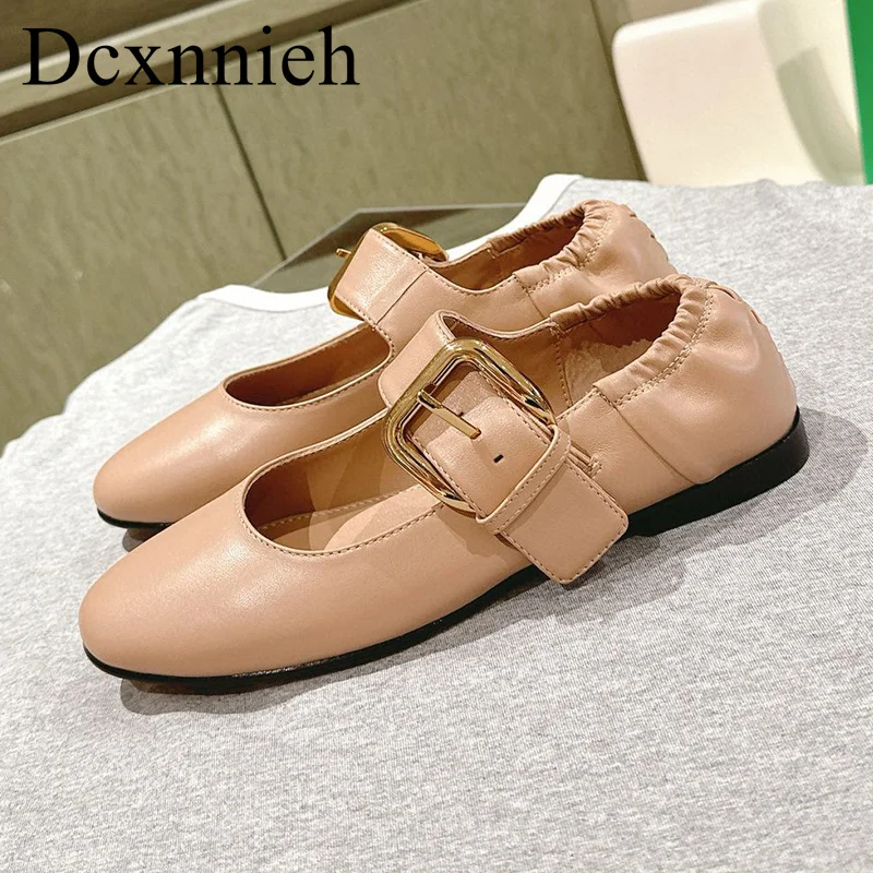 New Fold Design Mary Jane Shoes Women's Genuine Leather Ballet Shoes Spring Autumn Metal Belt Buckle Flat Shoes Single Shoes
New Fold Design Mary Jane Shoes Women's Genuine Leather Ballet Shoes Spring Autumn Metal Belt Buckle Flat Shoes Single Shoes