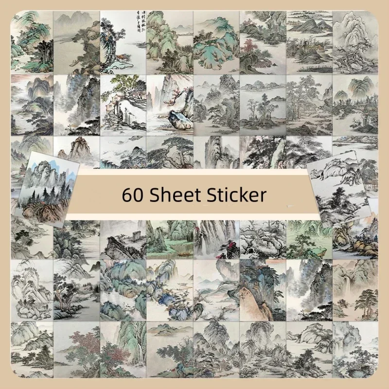 60Sheet Retro Chinese Ink Painting Stationery Sticker Asethetic Natural Landscape Scrapbook Sticker DIY Decor Luggage Sticker
60Sheet Retro Chinese Ink Painting Stationery Sticker Asethetic Natural Landscape Scrapbook Sticker DIY Decor Luggage Sticker