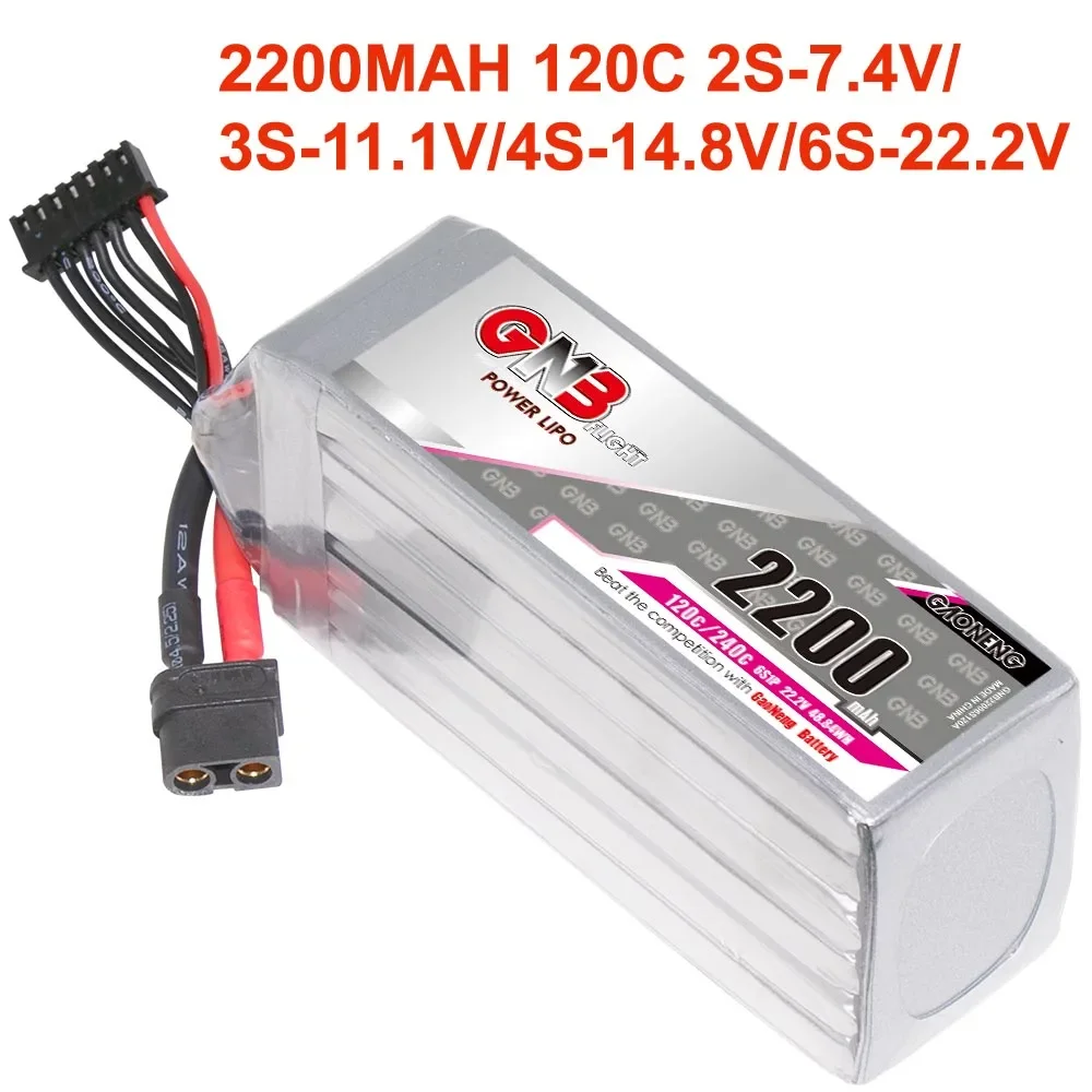 

GAONENG 2200mAh 120C 2S-7.4V 3S-11.1V 4S-14.8V 6S-22.2V GNB Lipo Battery With XT60 Plug For RC Helicopter FPV Drone Parts