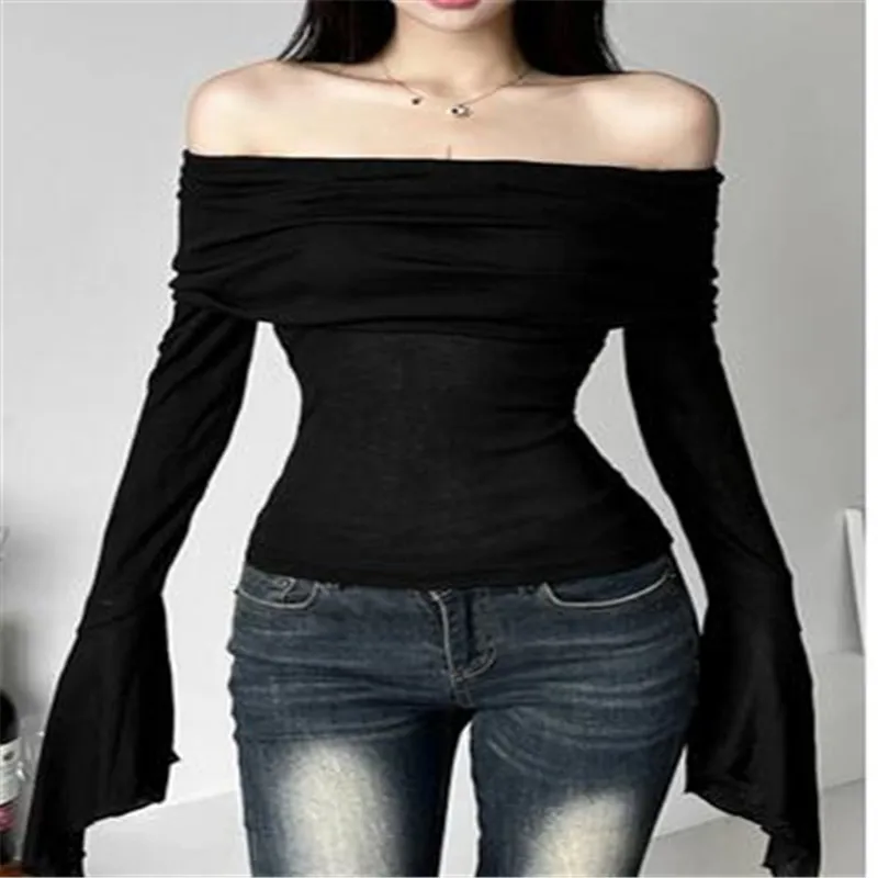 Y2k Aesthetic Simple Fashion Women's Tee Shirts Slash Neck Long Sleeve Solid Casual T-Shirts Vintage Off Shoulder Trendy Tshirts
Y2k Aesthetic Simple Fashion Women's Tee Shirts Slash Neck Long Sleeve Solid Casual T-Shirts Vintage Off Shoulder Trendy Tshirts