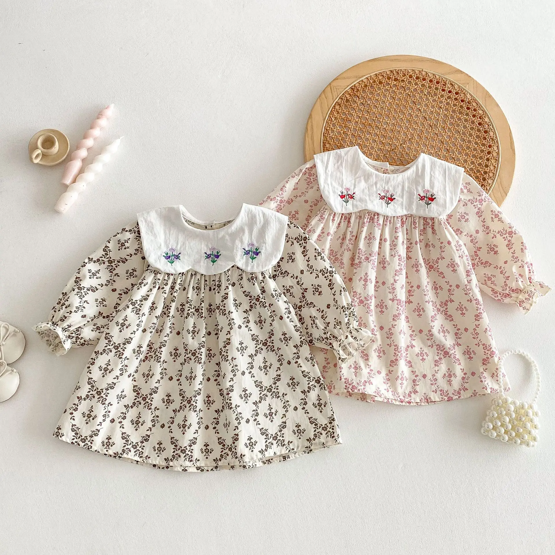 2025 Autumn New Girls Casual Dress Children Large Collar Flower Embroidery Dress Cotton Baby Girl Floral Princess Dress 24 S9741533395bc487685e3bb14ecc3ccc8L