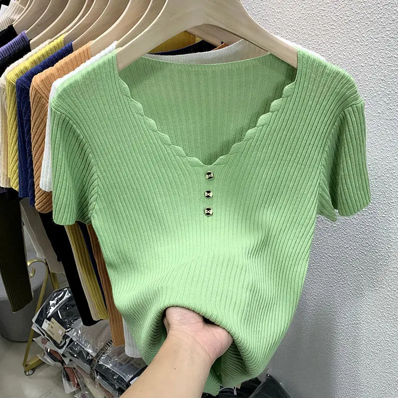 2024 Summer New Short-sleeved T-shirt Women's Slim-fit Slimming Half-sleeved T-shirt Women's Fashion T-shirt Women
2024 Summer New Short-sleeved T-shirt Women's Slim-fit Slimming Half-sleeved T-shirt Women's Fashion T-shirt Women