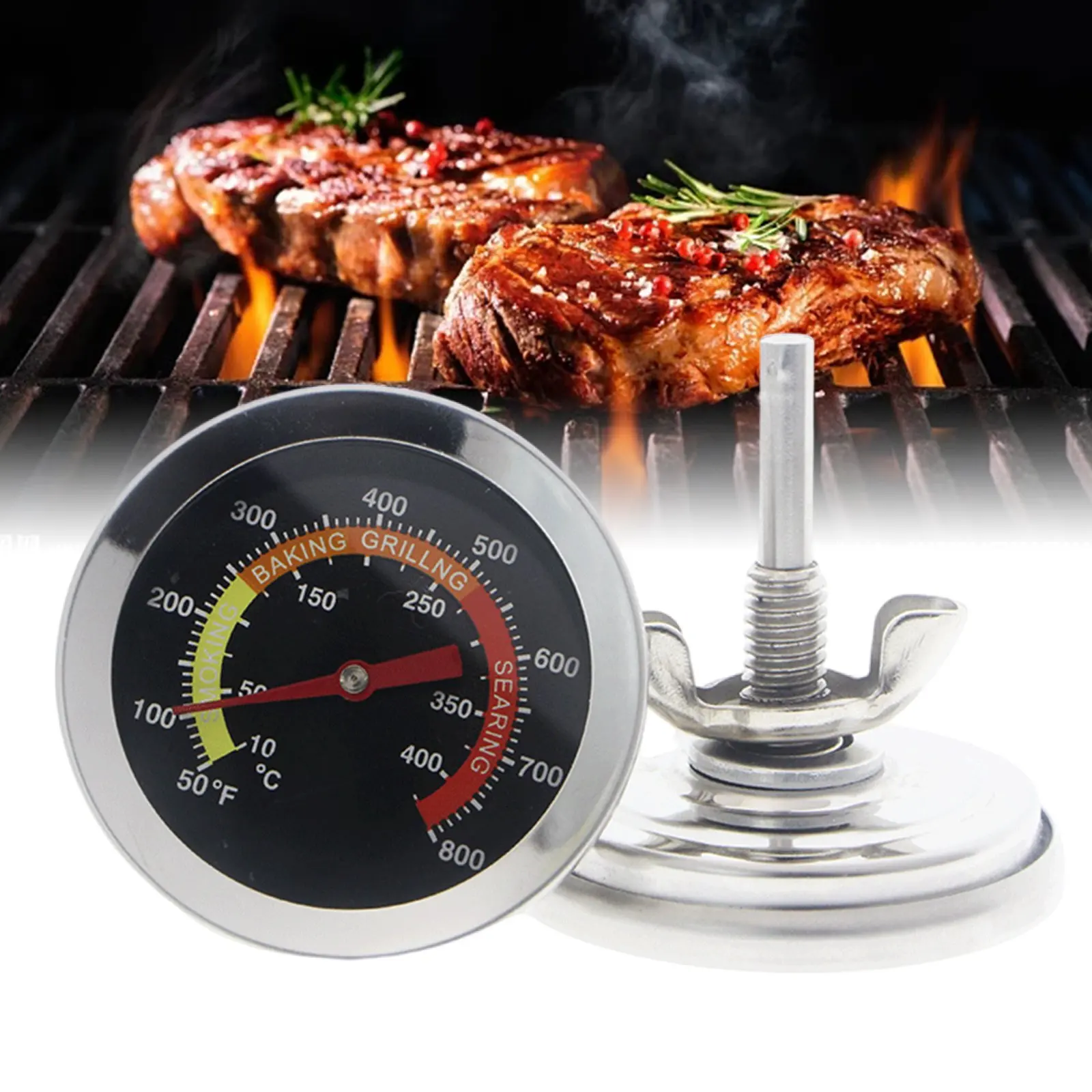 Meat Thermometer Grill Thermometer Barbecue BBQ Charcoal Smoker Temperature Gauge Pit Tool
Meat Thermometer Grill Thermometer Barbecue BBQ Charcoal Smoker Temperature Gauge Pit Tool