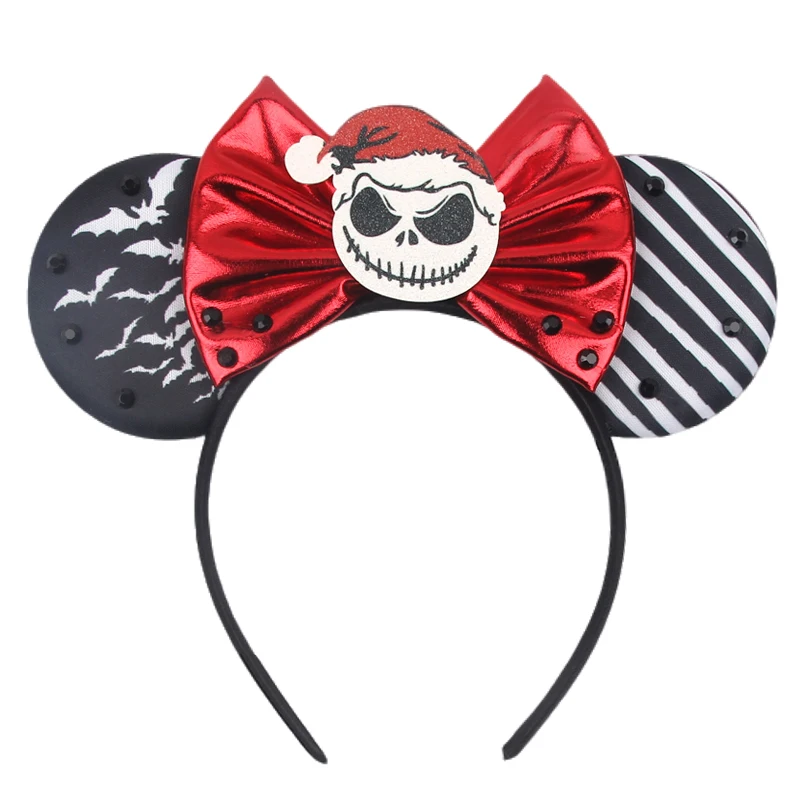 

2024 Disney Halloween Mickey Ears Headband For Girls Sequins Bow Hairband Festival Party Dress Up Headdress DIY Hair Accessories