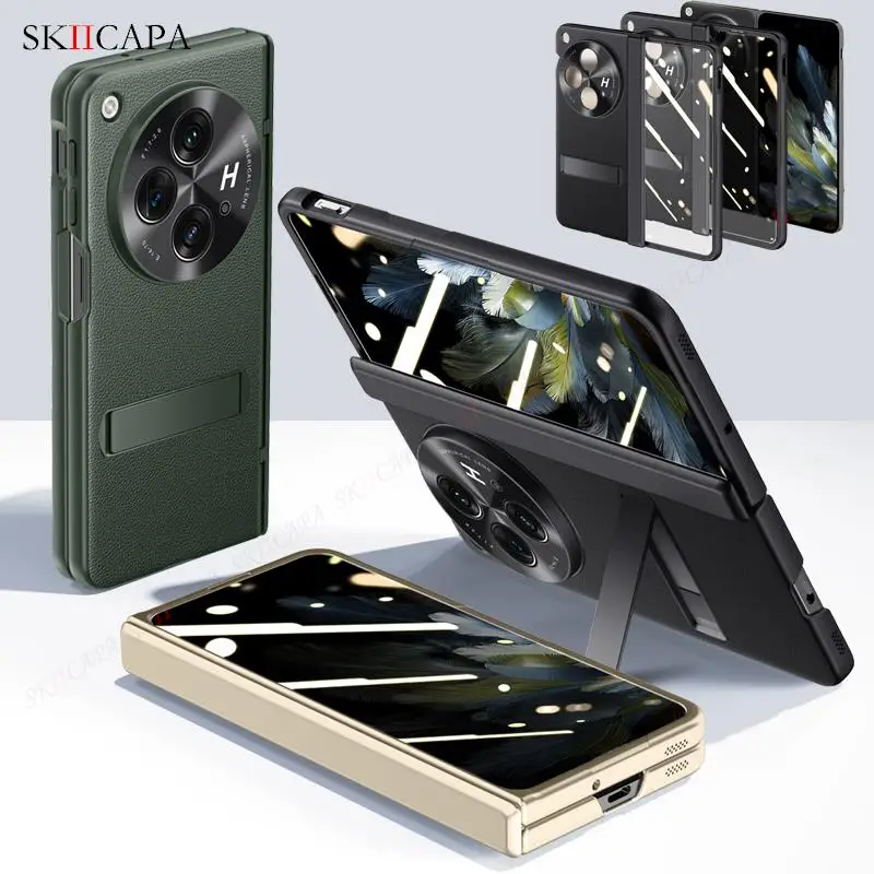 Невидимая подставка-держатель для телефона на петлях для Oppo Find N3 Защита объектива камеры матовая кожаная Противоударная задняя крышка для Find N3