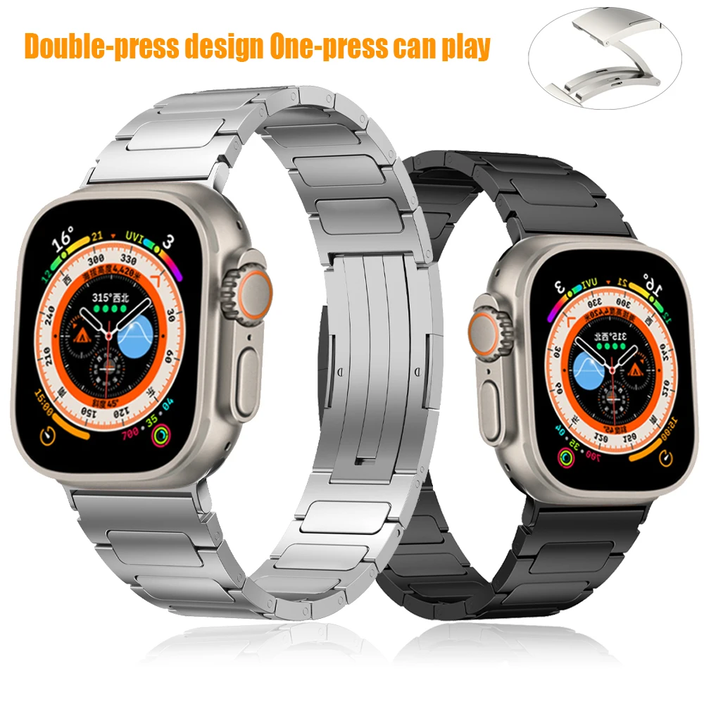 Titanium alloy Strap For Apple Watch Band 8 Ultra 7 6 Metal iWatch 49mm 41 45mm 44 40mm Business Luxury Serie SE 5 Men Bracelet
Titanium alloy Strap For Apple Watch Band 8 Ultra 7 6 Metal iWatch 49mm 41 45mm 44 40mm Business Luxury Serie SE 5 Men Bracelet