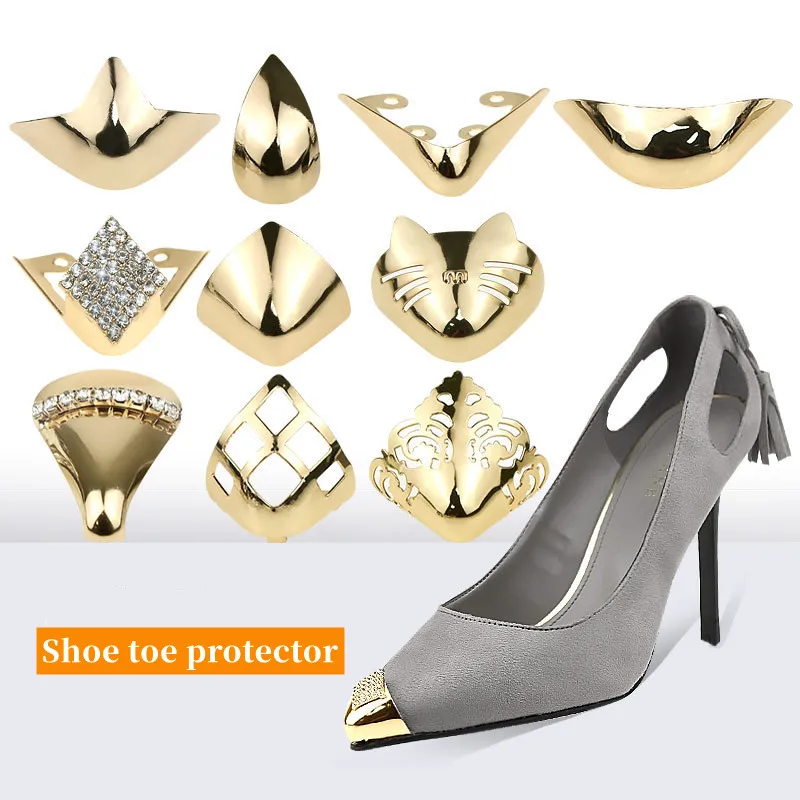 

Women's High Heeled Shoe Toe Cap Protector Anti Kick Cover Tip Invisible Decoration For Leather Shoes Accessories Metal Sleeve