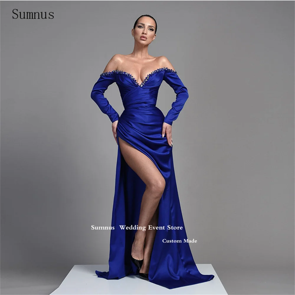 Sumnus Blue Evening Dress Satin Long Sleeves Sexy Mermaid High Slit Vestidos De Fiesta Elegantes Para Mujer 2023 Party Dresses
Sumnus Blue Evening Dress Satin Long Sleeves Sexy Mermaid High Slit Vestidos De Fiesta Elegantes Para Mujer 2023 Party Dresses