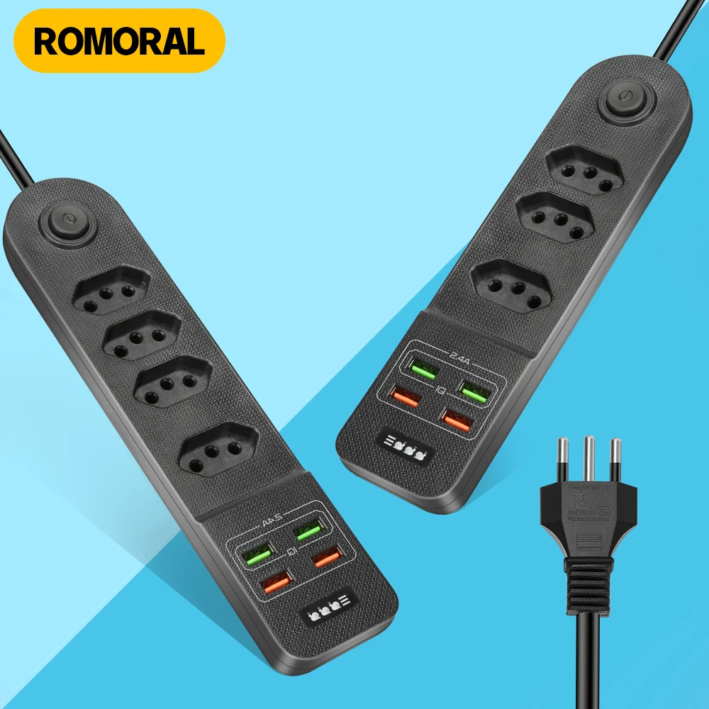 2500W Brazil Power Strip with 4 Outlets 4USB Ports 2m Extension Socket Cord Cable Surge Protector USB Socket for Home Office
2500W Brazil Power Strip with 4 Outlets 4USB Ports 2m Extension Socket Cord Cable Surge Protector USB Socket for Home Office