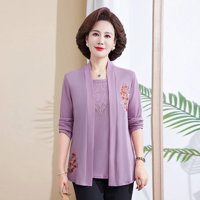 2pcs/set Embroidery Floral T-shirts Women Spring Fall Fashion Middle Age Mother Tee Shirts Femme Suit Tops
2pcs/set Embroidery Floral T-shirts Women Spring Fall Fashion Middle Age Mother Tee Shirts Femme Suit Tops