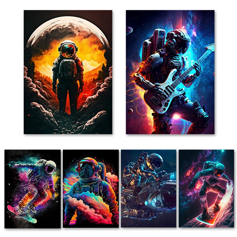 Abstract Pop Art Playing Guitar Skateboarding Astronauts Posters and Prints Canvas Painting Space Astronauts Wall Art Pictures
Abstract Pop Art Playing Guitar Skateboarding Astronauts Posters and Prints Canvas Painting Space Astronauts Wall Art Pictures