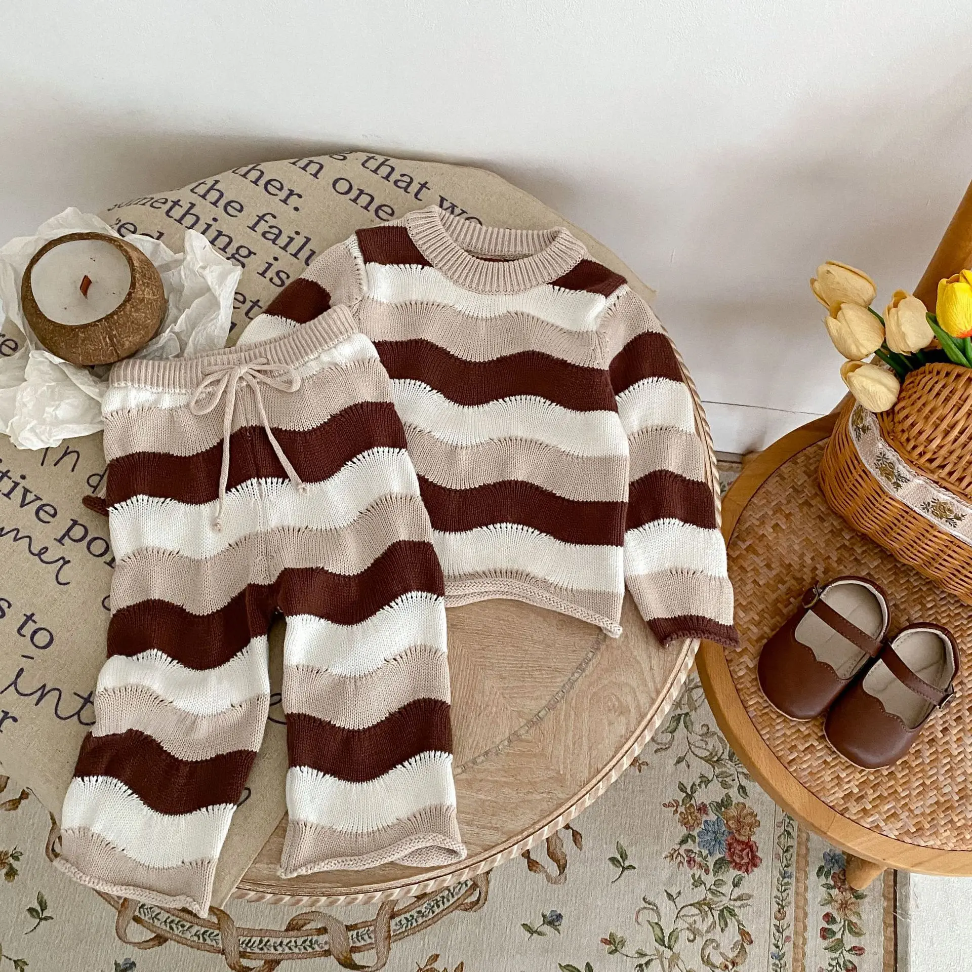 2023 Autumn Kids Baby Boys Girls Knitted Wave Striped Sweater Tops+Loose Pants 2Pcs Suit Infant Toddler Fashion Clothing Sets
2023 Autumn Kids Baby Boys Girls Knitted Wave Striped Sweater Tops+Loose Pants 2Pcs Suit Infant Toddler Fashion Clothing Sets