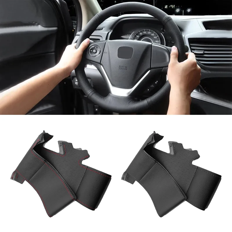 

For Honda CR-V CRV 2012 2013 2014 2015 2016 Hand-stitched Perforated Leather Car Interior Steering Wheel Braid Protective Cover