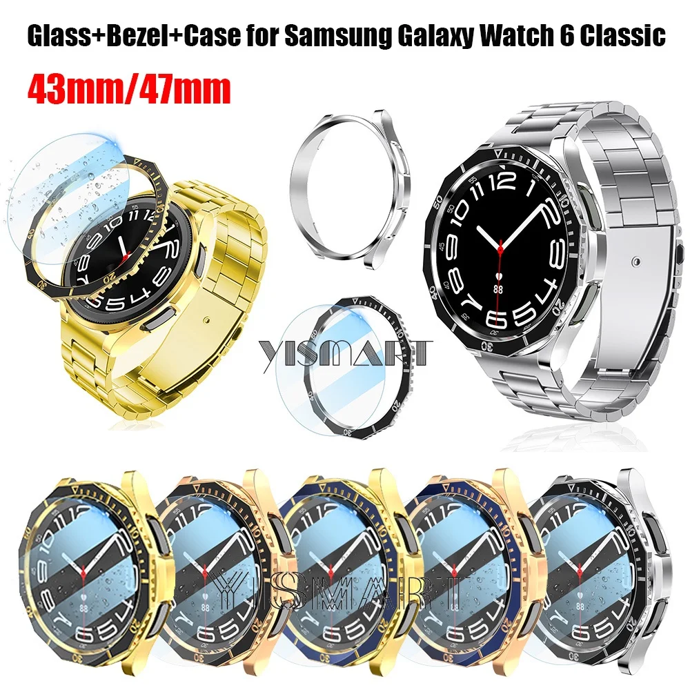 Glass + Bezel Ring + Case for Samsung Galaxy Watch 6 Classic 43mm 47mm Full Cover Tempered Glass Screen Protector Bumper
Glass + Bezel Ring + Case for Samsung Galaxy Watch 6 Classic 43mm 47mm Full Cover Tempered Glass Screen Protector Bumper