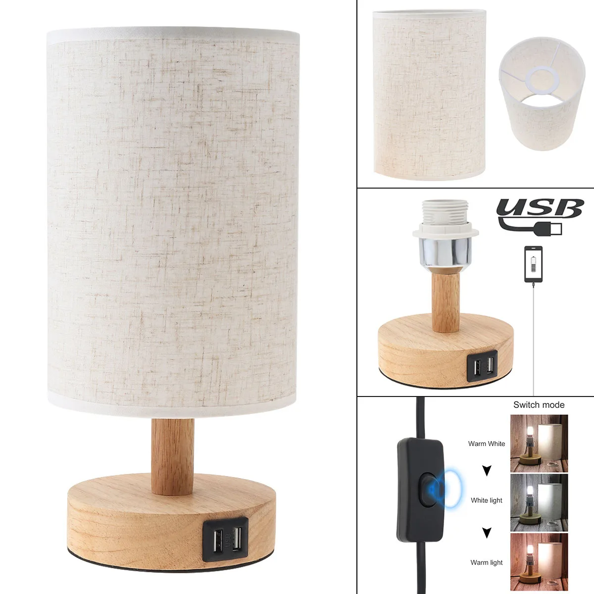 Desk Lights 12W LED Wooden Bedside Lamp Table Lamp Dimmable Night Light USB Charging Ports for Bedroom Study Room Living Room
Desk Lights 12W LED Wooden Bedside Lamp Table Lamp Dimmable Night Light USB Charging Ports for Bedroom Study Room Living Room