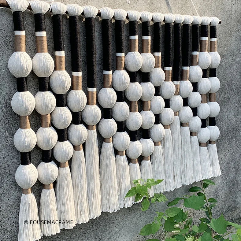 Custom Macrame Cotton Tassel Wall Hanging - Boho Tapestry Curtain for Modern Home Décor 3 S9752fbb4d1e840cf9654bf36d992b91eV