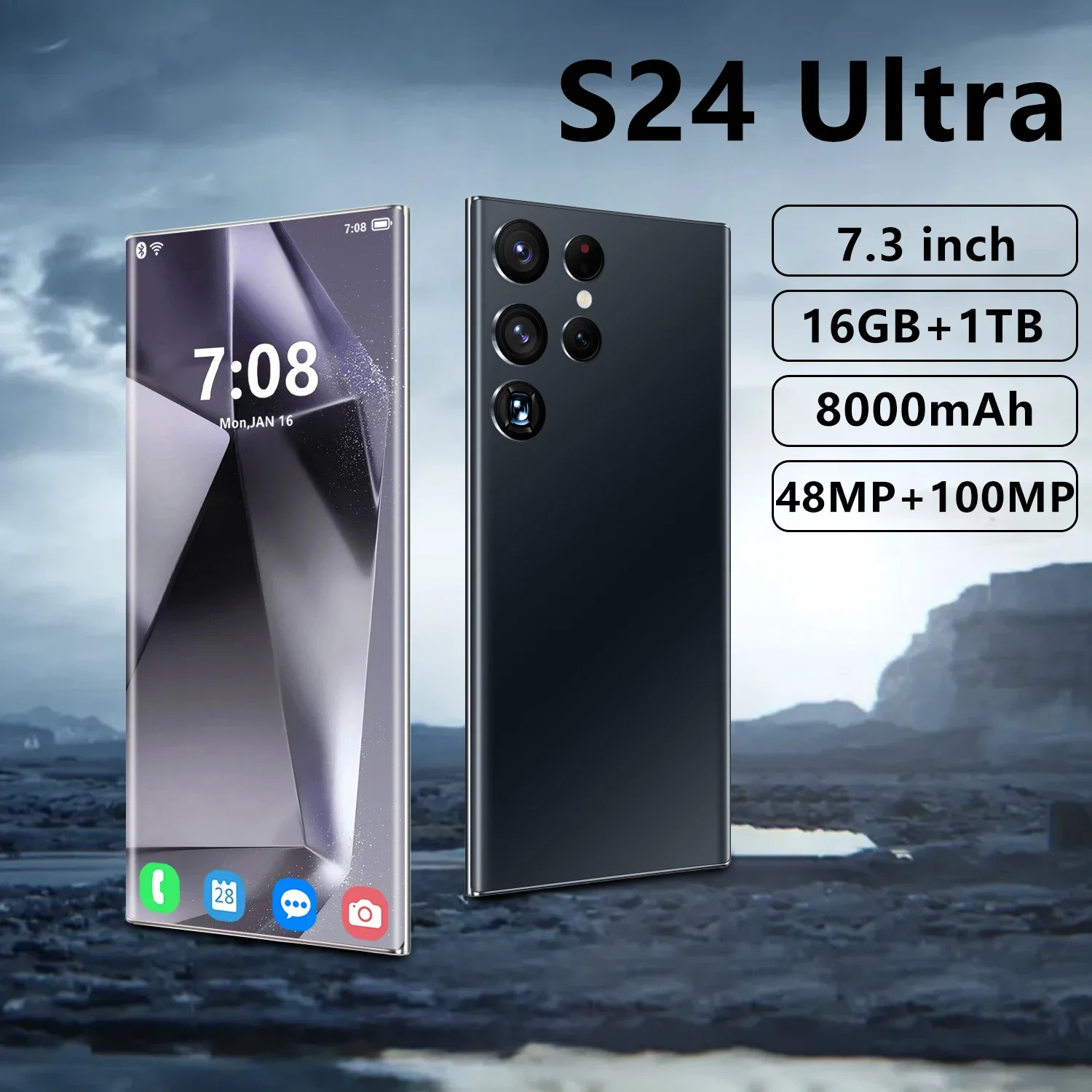 

Оригинальный смартфон S24 Ultra, 7,3 дюйма, Celulares 48 Мп + Мп, Android, мобильные телефоны, разблокированный сотовый телефон 16 ГБ + 1 ТБ, 4G/телефон с двумя Sim-картами