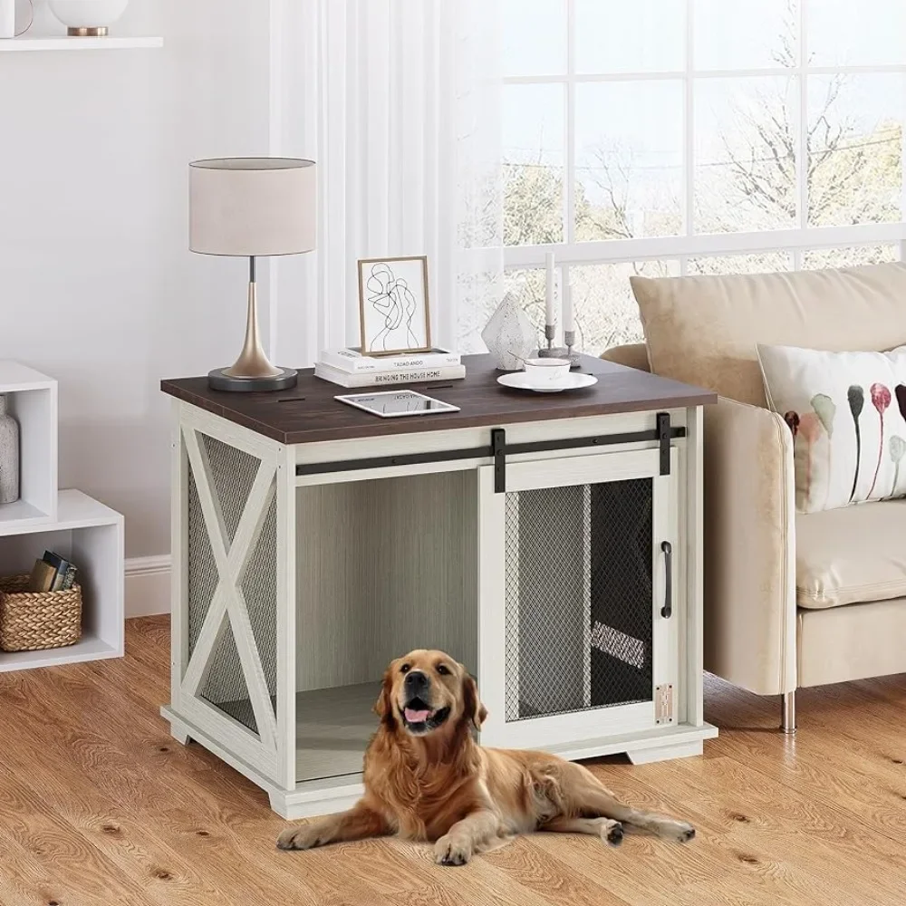 Sliding barn door dog cage furniture with flip lid and movable partition, wooden dog cage table, kennel side end table
Sliding barn door dog cage furniture with flip lid and movable partition, wooden dog cage table, kennel side end table