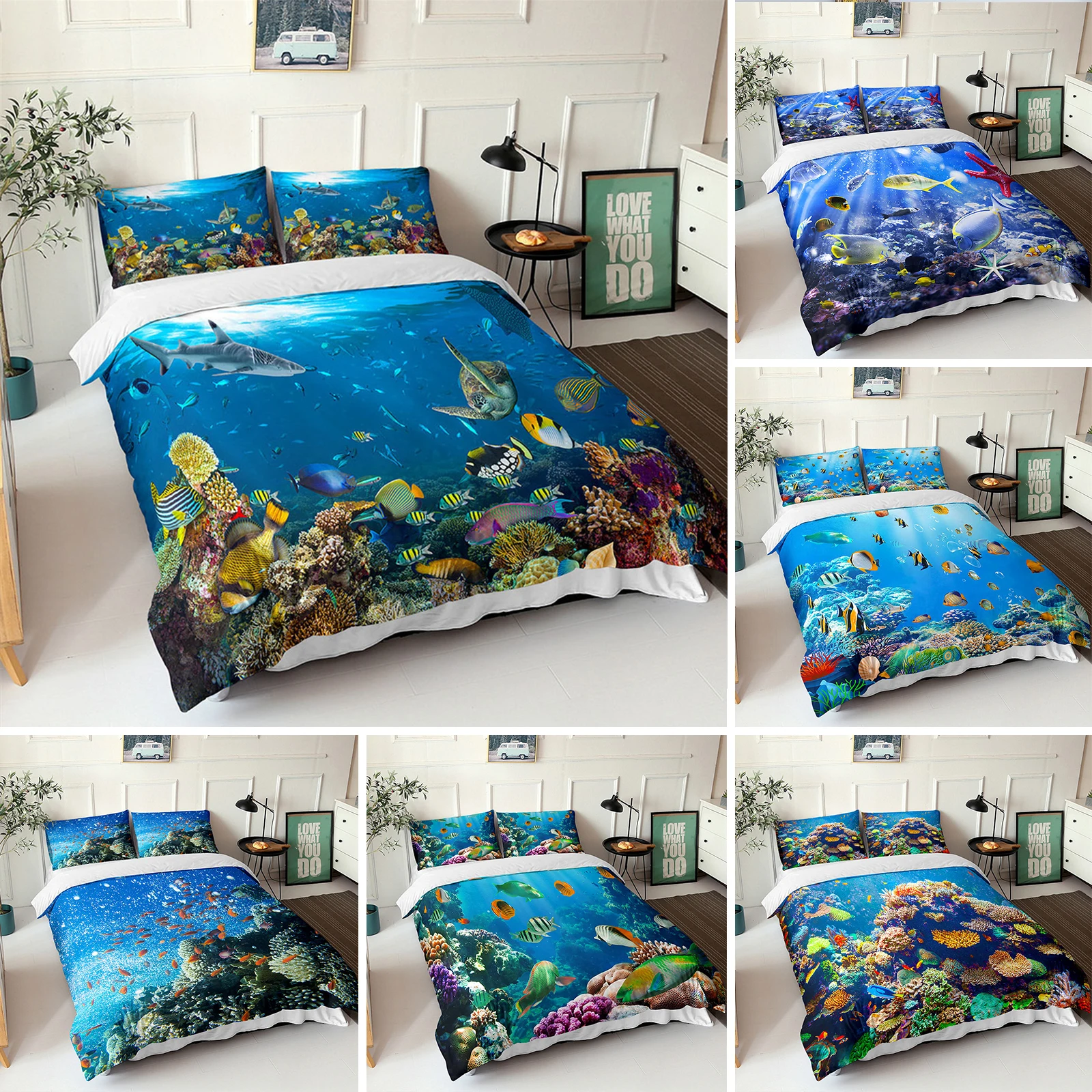 Ocean Duvet Cover Set Blue Sea Fish 3D Printed Kids Bedding Set Queen King Nordic Ocean Landscape Soft Polyester Comforter Cover
Ocean Duvet Cover Set Blue Sea Fish 3D Printed Kids Bedding Set Queen King Nordic Ocean Landscape Soft Polyester Comforter Cover