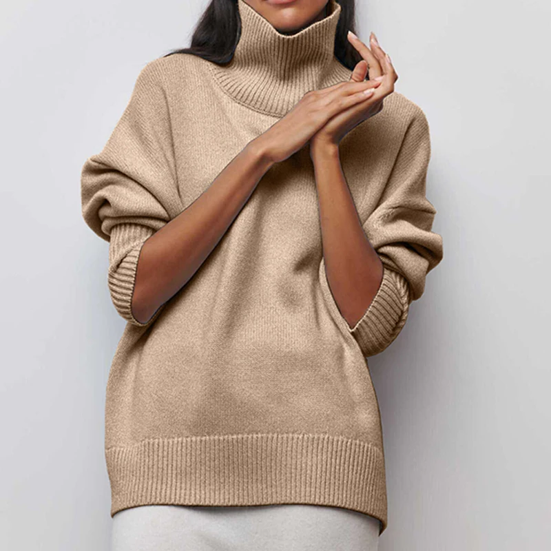

Женский свитер с высоким воротником, однотонные Элегантные плотные теплые вязаные пуловеры с длинным рукавом, Повседневные базовые Джемперы для осени и зимы, топы