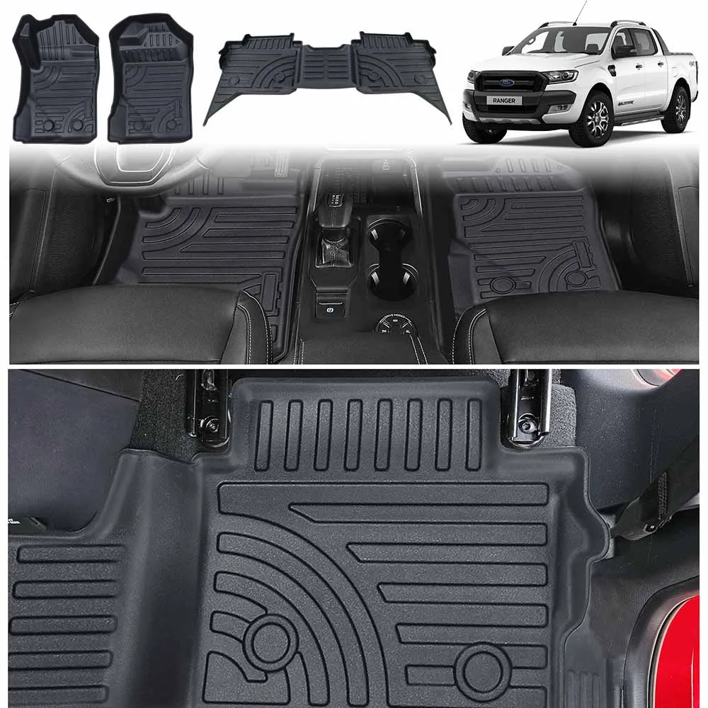 

Waterproof Floor Mats 3D TPE Foot Pad for Ford Ranger 2012-2022 T6 T7 T8 PX PX2 PX3 Double Cabin 4X4 Pickup Truck Accessories