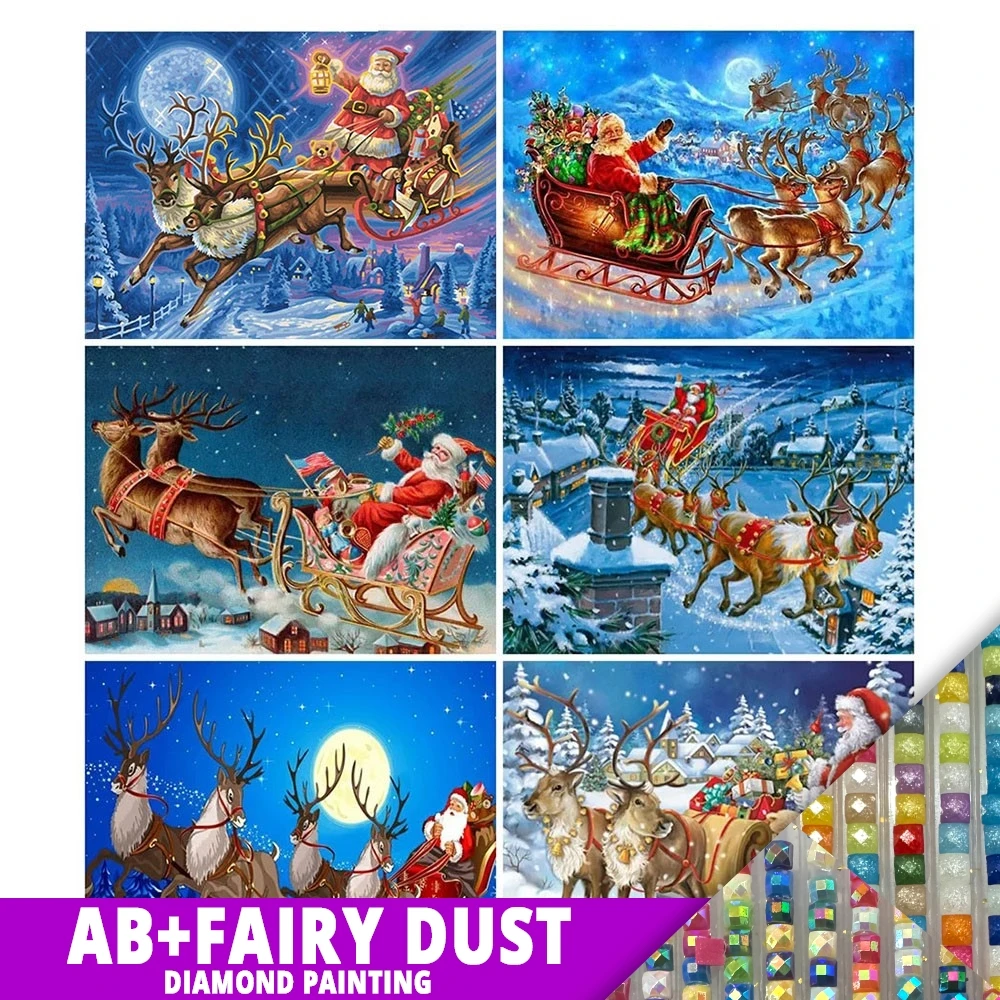

AB Fairy Dust Diy 5d Full Diamond Painting Cartoon Embroidery Drill Santa Claus Elk Mosaic Cross Stitch Handmade Art Hobby Gift