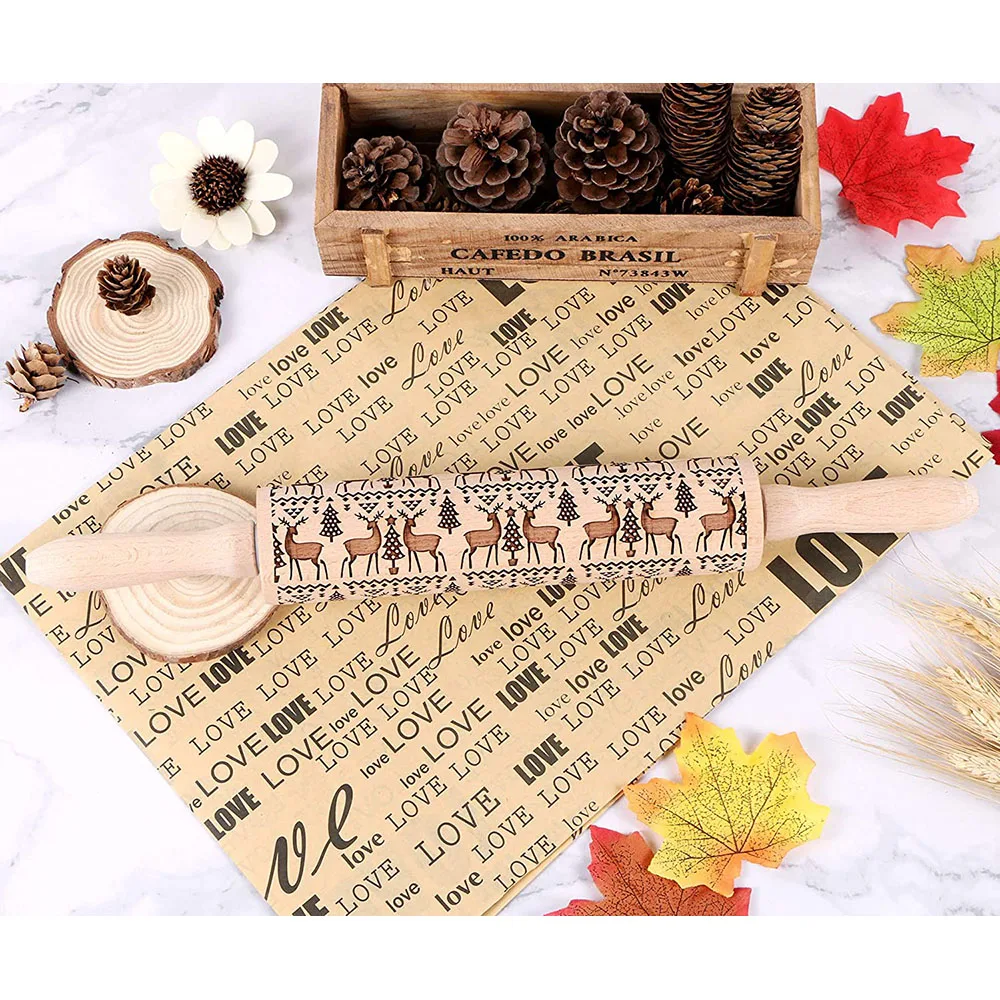 Christmas Embrossed Wooden Rolling Pins, Embossing Rolling Pin with Christmas Reindeer Pattern for Baking Embossed Cookies
Christmas Embrossed Wooden Rolling Pins, Embossing Rolling Pin with Christmas Reindeer Pattern for Baking Embossed Cookies