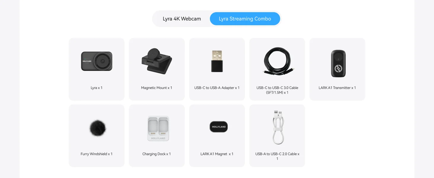 Hollyland Lyra 4K Webcam 48KHZ 24bit Intelligent Noise Cancellation Al Tracking Live Streaming Camera Hollyland Lyra 4K Webcam 48KHZ 24bit Intelligent Noise Cancellation Al Tracking Live Streaming Camera