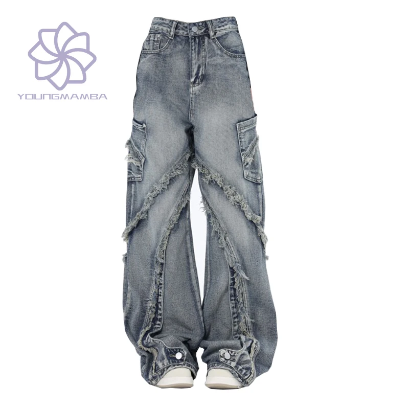 Hip-hop Jeans for Women Autumn American Style High Street Washed Patchwork Denim Pants Women's Loose Straight Wide Leg Trousers
Hip-hop Jeans for Women Autumn American Style High Street Washed Patchwork Denim Pants Women's Loose Straight Wide Leg Trousers