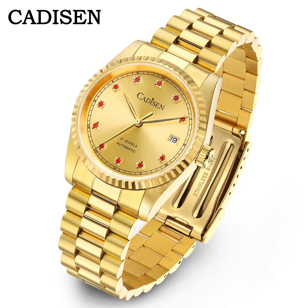 

CADISEN Gold Men's Watches 2024 Top Luxury Mechanical Automatic Watch For Men Sports Sapphire Waterproof Clock Gift Reloj Hombre