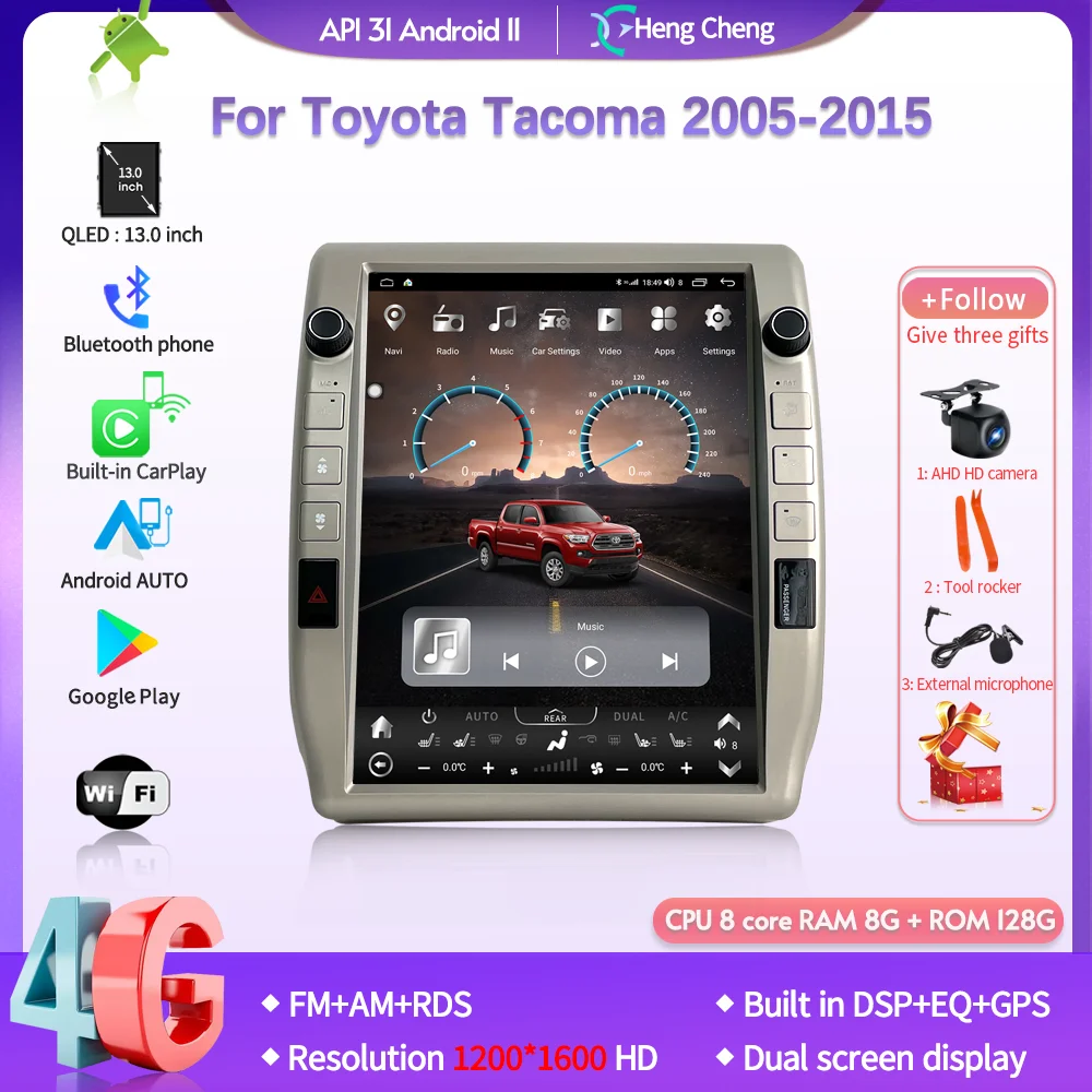 13.0 inch For Toyota Tacoma 2005-2015 Intelligent multimedia video player CarPlay GPS Android AUTO radio 5G navigation 8+128GB
13.0 inch For Toyota Tacoma 2005-2015 Intelligent multimedia video player CarPlay GPS Android AUTO radio 5G navigation 8+128GB