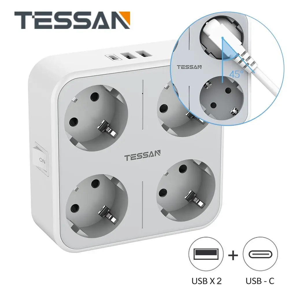 TESSAN EU Plug Power Strip with AC Outlets & USB Charging Ports, Type C Multiple Wall Socket Adapter with Switch for Home Office
TESSAN EU Plug Power Strip with AC Outlets & USB Charging Ports, Type C Multiple Wall Socket Adapter with Switch for Home Office