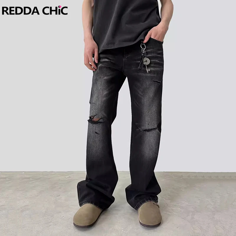 Черные рваные расклешенные джинсы REDDACHIC с эффектом потертости для мужчин Cleanfit, Широкие джинсовые брюки с дырками, повседневная винтажная одежда в стиле хип-хоп Y2k
Черные рваные расклешенные джинсы REDDACHIC с эффектом потертости для мужчин Cleanfit, Широкие джинсовые брюки с дырками, повседневная винтажная одежда в стиле хип-хоп Y2k