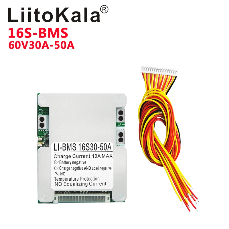 LIitoKala 16S 60V 30A/50A Lithium polymer battery BMS 3.7V Same port PCM 60V 20Ah li-ion battery pack Balance protection board
LIitoKala 16S 60V 30A/50A Lithium polymer battery BMS 3.7V Same port PCM 60V 20Ah li-ion battery pack Balance protection board