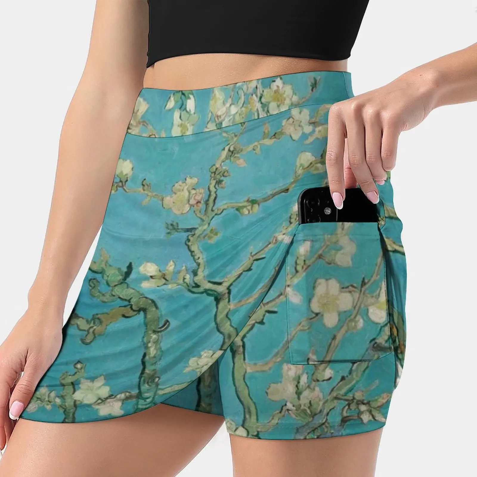 

Vincent Van Gogh , Almond Blossom , 1890 Painting Women's skirt Mini Skirts A Line Skirt With Hide Pocket Vincent Van Gogh Van