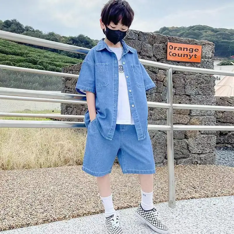 5-15Year Boy Solid Casual Short Sleeve T-Shirt + Denim Set Summer Baby Fashion Sports Clothes 2PCS Costume Kids Tracksuits
5-15Year Boy Solid Casual Short Sleeve T-Shirt + Denim Set Summer Baby Fashion Sports Clothes 2PCS Costume Kids Tracksuits