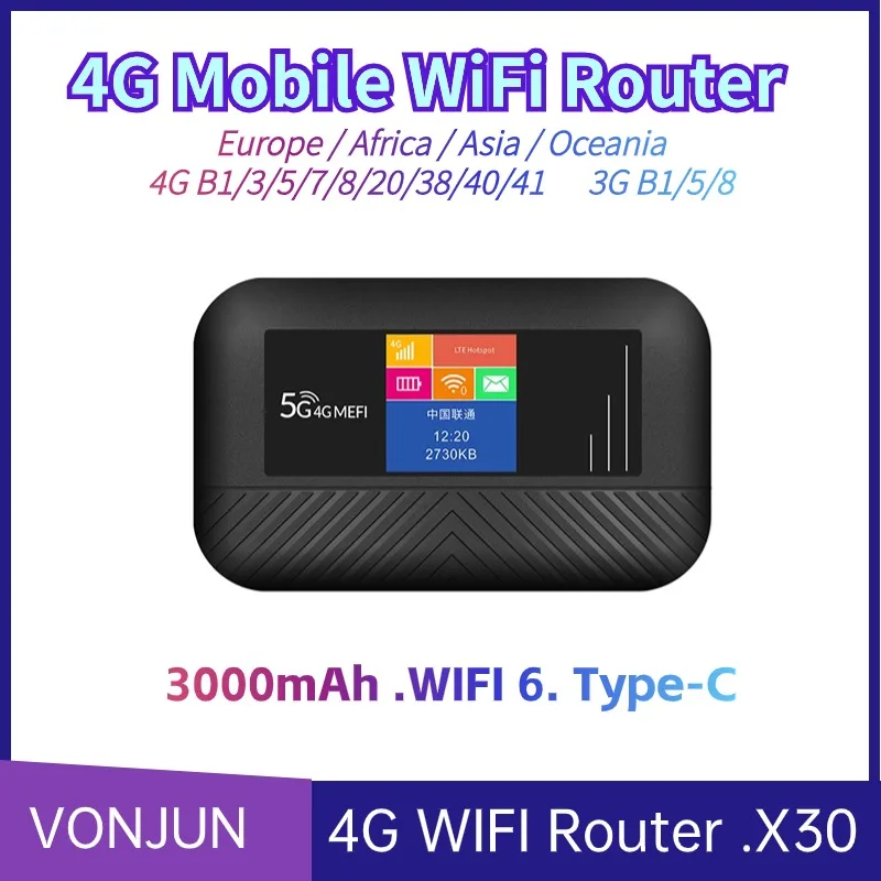 X30 WIFI6 LTE Портативная точка доступа Type-C мобильный MIFI LCD 4G Sim-карта беспроводной маршрутизатор батарея 3000 мАч разблокирован
X30 WIFI6 LTE Портативная точка доступа Type-C мобильный MIFI LCD 4G Sim-карта беспроводной маршрутизатор батарея 3000 мАч разблокирован