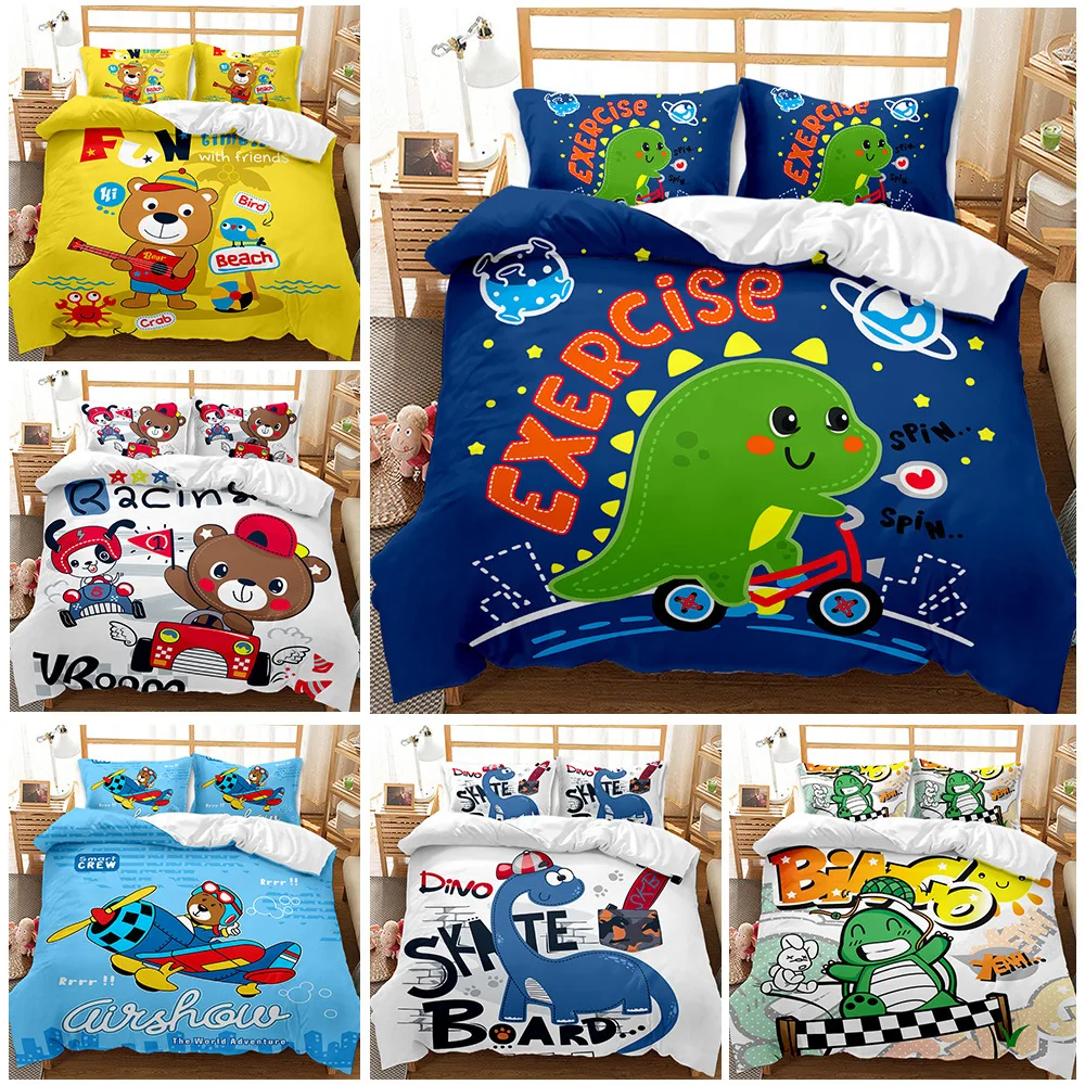 

Cartoon Animal Friend 3D Print Bedding Set Soft Duvet Cover Set Quilt Cover Pillowcase Set Home Textile Bedclothes for Kids