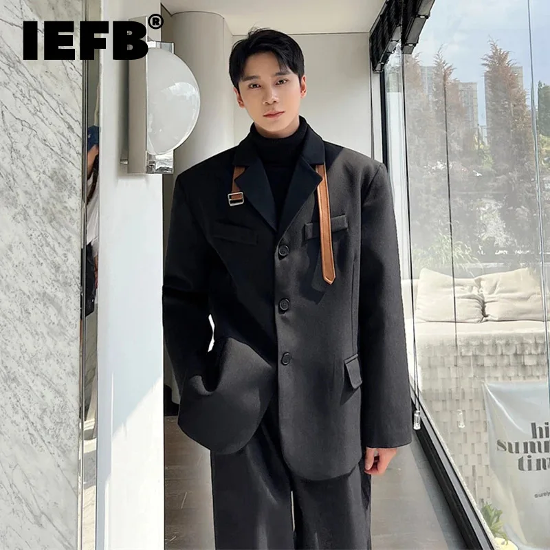 IEFB Men's Suit Coat Korean Style Leather Spliced Niche Design Fashion 2023 New Blazers Trend Male Long Sleeve Outerwear 9C3362
IEFB Men's Suit Coat Korean Style Leather Spliced Niche Design Fashion 2023 New Blazers Trend Male Long Sleeve Outerwear 9C3362