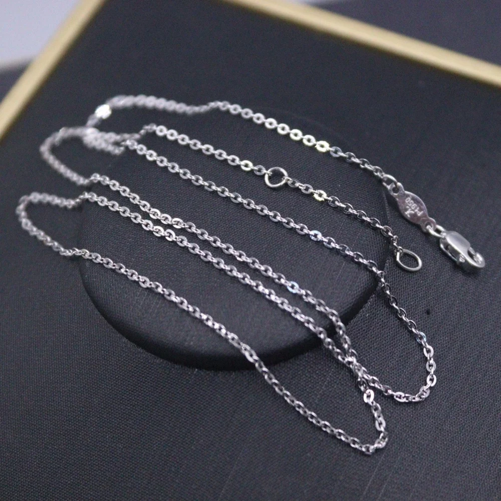 

Real Pure Platinum 950 Chain Women Lucky 1.1mm O Link Adjustable Necklace 3.1g /45cm