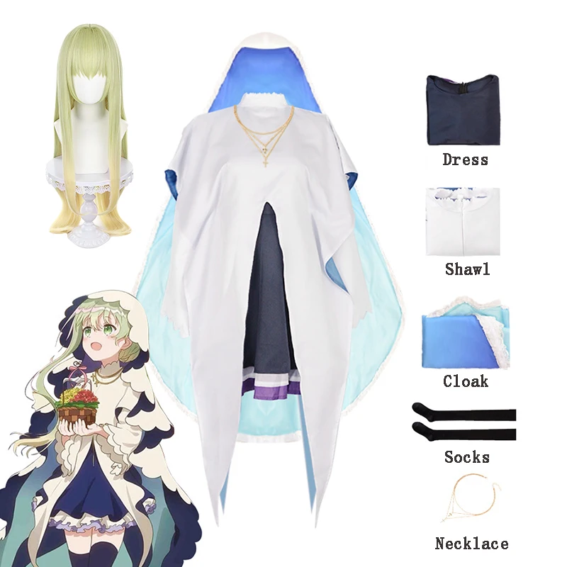 

Saint Cecilia Cosplay Costume Anime Shiro Seijo To Kuro Bokushi Dress Cloak Uniform White Holy Woman Black Priest Lolita Dress