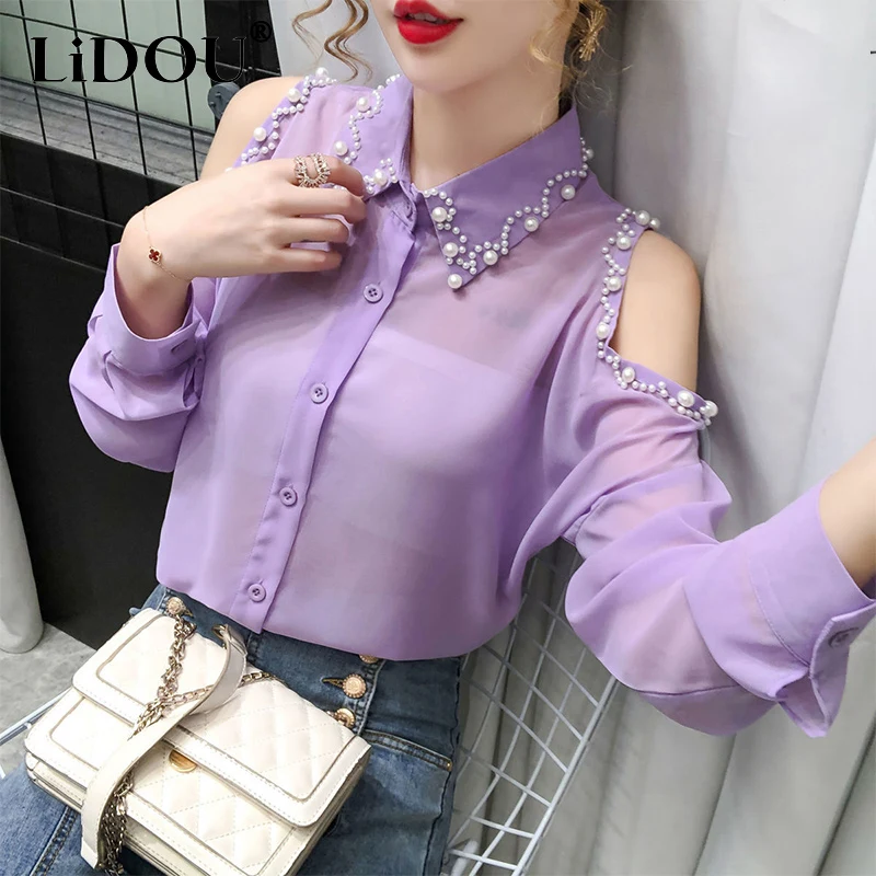 Spring Autumn Elegant Fashion Beading Shirt Women Long Sleeve Temperament All-match Chiffon Blouse Ladies Buttons Cardigan Top
Spring Autumn Elegant Fashion Beading Shirt Women Long Sleeve Temperament All-match Chiffon Blouse Ladies Buttons Cardigan Top
