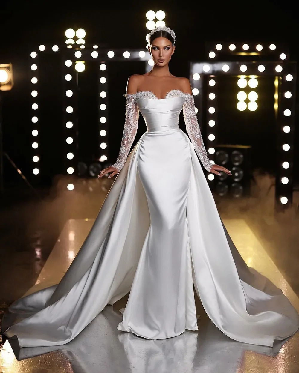 Dubai Off Shoulder Lace Long Sleeve Wedding Dress Detachable Hem Mermaid Evening Dress Sweetheart Bride Dress Vestidos De Novia
Dubai Off Shoulder Lace Long Sleeve Wedding Dress Detachable Hem Mermaid Evening Dress Sweetheart Bride Dress Vestidos De Novia